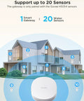 Smart gateway with WiFi Water Leak Detector 3 Pack enhances home protection for up to 20 sensors in basements and high-risk areas.