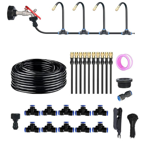 360 Degree Curved Garden Automatic Irrigation System With Adjustable Nozzles And Water Saving Design, 65.6 Ft Hose, 20 Nozzles