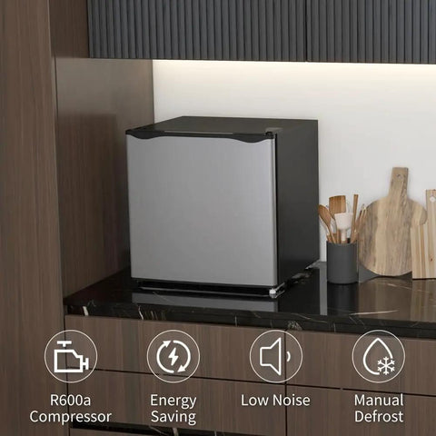 Real Deal 1.1 Cubic Foot Upright Mini Freezer With Quick Dial Thermostat And Smooth Reversible Door No Sweat Cooling Setup For Dorms Apartments Rv Trailers in modern kitchen setting.