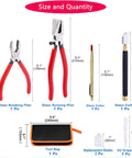 Glass Cutter Tool Set With 8 Inch Running Pliers And 6 Inch Breaker Pliers For Glass Cutting Curved Jaws Stained Glass Projects Zipper Bag Replacement Blades And Cross Screwdriver displayed.