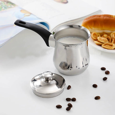 Turkish Coffee Pot 180ml Stainless Steel With Anti Scalding Handle And Lid No Fuss Easy To Use Milk Warmer Pot For Coffee