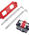 Aluminum Battery Tie Down Kit With J Hook for Civic Integra, Red Anodized Billet Aluminum, Aircraft Grade T6061 CNC Design