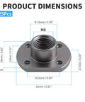 Heavy Duty M8 T Shaped Weld Nuts 25 Pack High Carbon Steel Spot Fasteners dimensions illustration with size specifications.