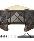12x12 Foot Pop Up Canopy Tent With Mesh Panels, Bug Free Outdoor Gazebo Shade For Camping, Backyard Hangouts, Easy Set Up