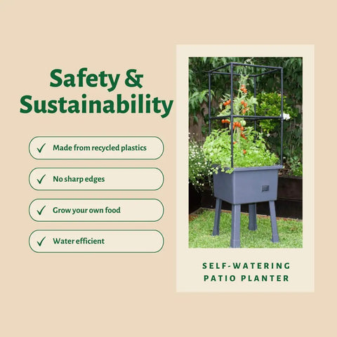 Self Watering Vertical Garden Tower With Trellis Frame And Greenhouse Cover For Vegetables And Flowers 4.35 Gallon Water Reservoir