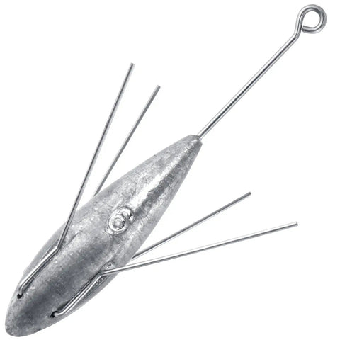 Sputnik Sinker Spider Lead Weights For Surf Fishing Pyramid Style Two Pack 3 Oz To 10 Oz Each with four stainless steel legs.