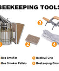 All In One Beekeeping Starter Kit With Bee Smoker And 16 Handy Tools For Beekeepers Including Smoker, Pellets, Grip, Gloves