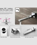 No Fuss Concealed In Wall Silver Square Thermostatic Shower Set Built Tough Lead Free Copper Body showing rotatable faucet design.