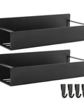 Two Pack Magnetic Spray Bottle Holder With Four Hooks, Wall Mounted Organizer for Garage and Home, heavy duty black metal racks
