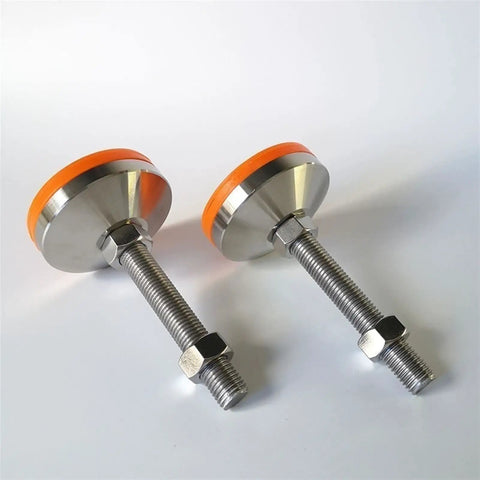 4 Pack Heavy Hitter Adjustable Leveling Feet Stainless Steel Machine Supports With M24 Threaded Studs and thickened base pads.