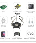 Soldering Helping Hands With 3X Magnifier And 360 Degree Rotating Alligator Clips Adjustable Third Hand Tool With Storage Tray For Electronic Repair Craft And Hobby DIY EK2175 surrounded by repair icons like PCB and jewelry.