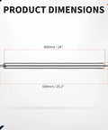 Heavy Duty Two Pack Conveyor Roller Set 24 Inch Length 1 Inch Diameter Galvanized Steel Rollers dimensions diagram