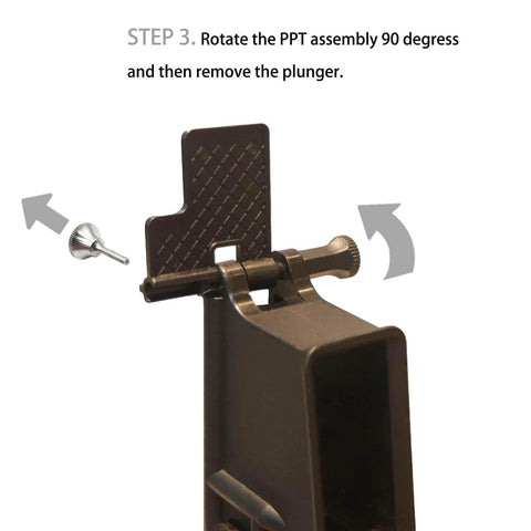 Fast And Easy Pivot Pin And Detent Installation Tool Kit For Roll Pins Three Piece Polymer Set showing tool and plunger removal