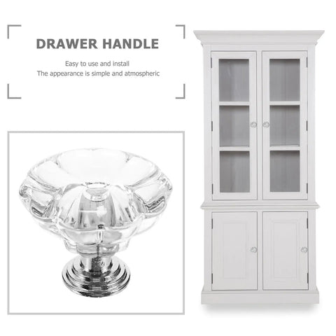 Hella Bright Acrylic Drawer Knobs 6 Pack Single Hole Cabinet Pulls showing clear acrylic drawer handle with chrome base.