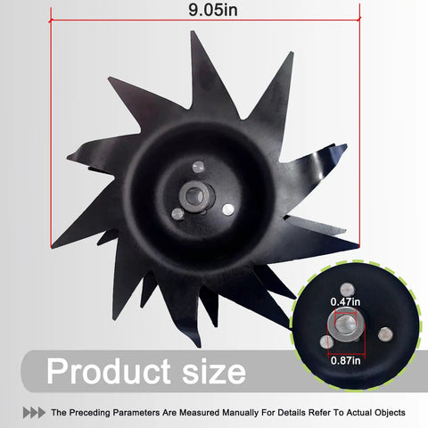 Heavy Duty Power Tiller Tines And Right Hand Tine Wheel Assembly Replacement 1622 OEM, diameter 9.05in, bolt size 0.87in