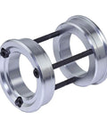 American To European Bottom Bracket Conversion Kit For Bikes In Silver with three steel bolts visible, threaded rings.