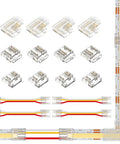 Hassle Free 3 Pin 8mm Cob Cct Led Connector Kit Featuring Dual End Wire And L Shaped Connectors for easy LED connections