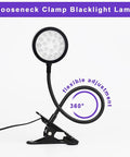 Gooseneck UV Curing Lamp For Resin And Gel Nails, 5W 395nm, USB Powered With 1.5m Cable, Flexible 360 Degree Clip On Desk Light