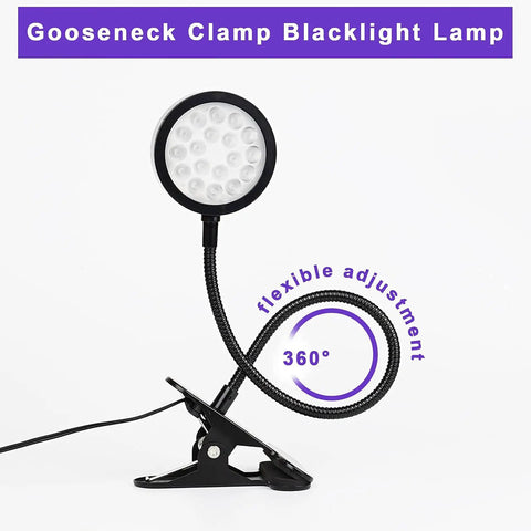 Gooseneck UV Curing Lamp For Resin And Gel Nails, 5W 395nm, USB Powered With 1.5m Cable, Flexible 360 Degree Clip On Desk Light