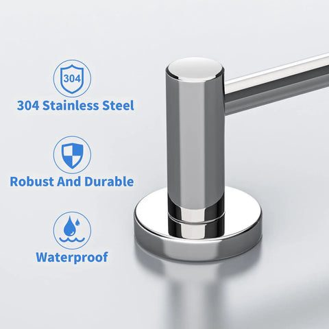 Close-up of wall mount on 2 Pack Adjustable Single Bath Towel Bars 16 To 27 Point 6 Inches Chrome Finished Stainless Steel Towel Holder