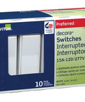 Box of Rocker Single Pole Quiet Switch for DIY Home Projects 15 Amp 120/277 Volt Grounding Ready Residential Grade White 10 Pack