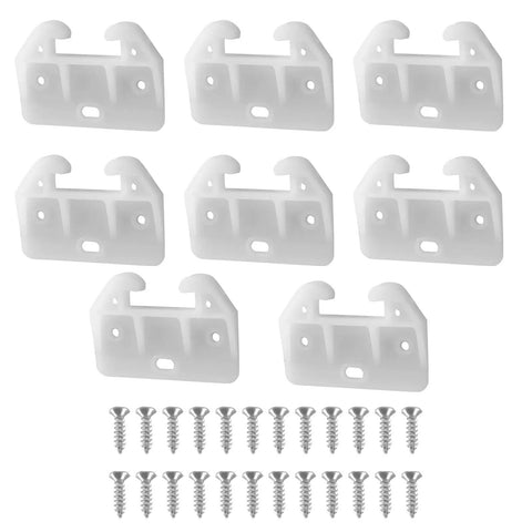 Smooth As Butter White Plastic Drawer Slide Rails 8 Pcs Rock Solid Furniture Track Brackets with screws for easy installation.