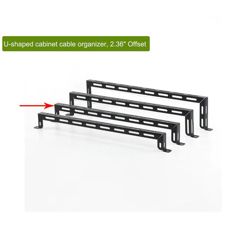 U-shaped cable organizer set, 2.36" offset, for neat installation, features heavy-duty steel in black finish.