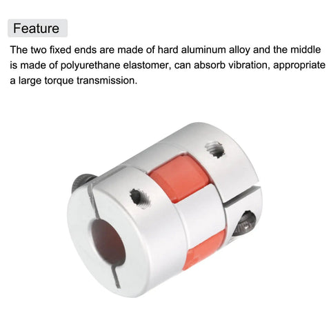 Aluminum Shaft Coupling 8mm To 10mm Bore Flexible Coupler Joint For Machines And Servo Stepped Motors L25 X D20 Silver And Red