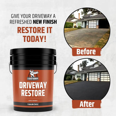 Driveway Restoration Sealant Ultra Flexible Asphalt Coating That Fills Cracks And Revives Weathered Driveways Before and After