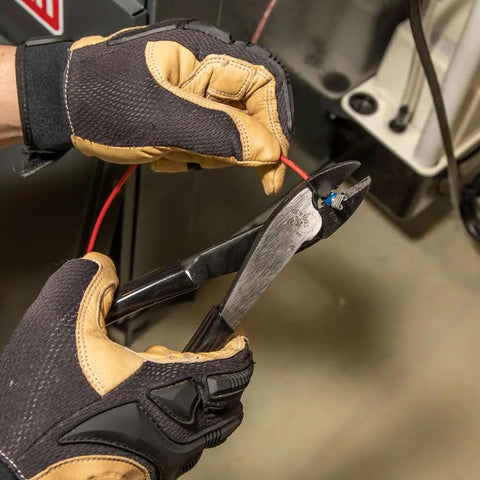 Made In USA Pro Grade Heavy Duty Cutting And Crimping Tool For Non Insulated 10 To 22 AWG Solderless Terminals in use