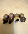 Set of 4 Durable Leather Spur Protectors for Chickens with Rubber Bands, Brown and Black