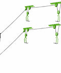 Two Pack Overhead Bike Hangers With Pulley System For Ceiling Garage Storage 100lb Capacity Each Great For Hanging Bicycles Ladders Or Tools In Your Shed Or Basement