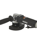 No Nonsense 4 1/2 Inch Air Angle Grinder Cranking 12000 RPM Tough Power featuring a black handle and base for heavy-duty tasks.