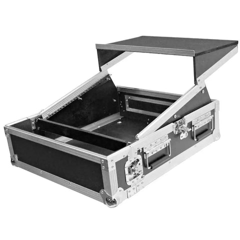 Professional Grade Heavy Duty Two Space Ata Equipment Case With Ten U Dj Mixing Console Top And Smooth Sliding Laptop Shelf Kickass Protection For Road Tours