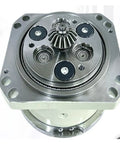 Rock Solid Six Axis Robotic Gearbox With Knockout Torque Boost And No Sweat Operation For Heavy Duty Industrial Machinery High Efficiency Transmission Compact Reducer Built Like A Tank MT400N gear reducer top view with shiny metal finish and three drive elements.