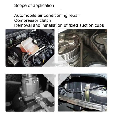 All In One Auto AC Repair Wrench Set With Clutch Removal Tools, Bearing Pullers, and Suction Disc Extractors in use