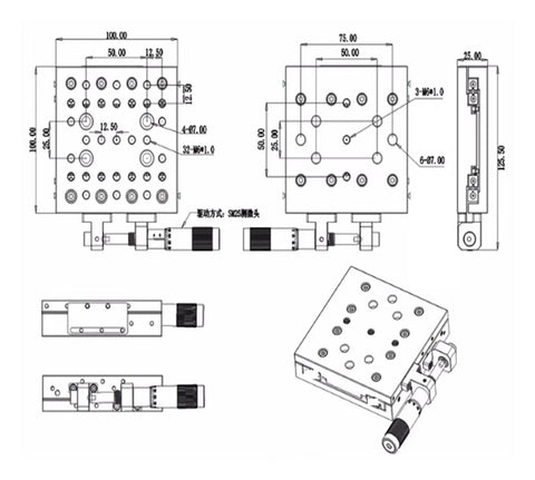 Top Tier Rotary Tilt Table For Precision Machining showing technical drawings and dimensions for accurate setup.