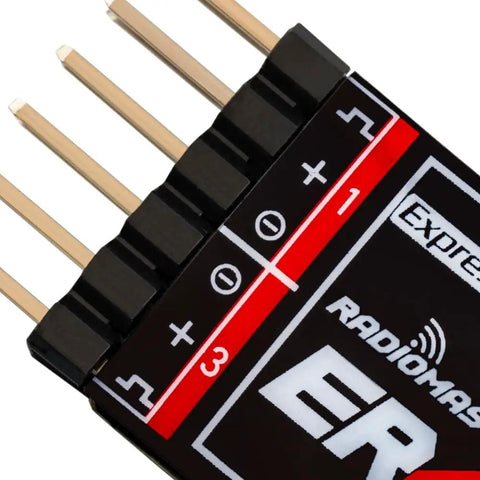 Close-up of ER4 2.4GHz ExpressLRS Receiver With 4CH PWM Low Latency Voltage Telemetry And WiFi Update for RC vehicles.