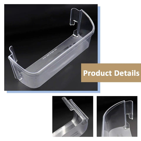 Clear Refrigerator Door Bin Shelf Replacement for Bottom Two Slots On The Side Door, fits Frigidaire Electrolux Models.
