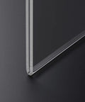 Close-up of clear acrylic wall mount sign holder 8.5 by 11 inches horizontal showing material thickness and corner detail