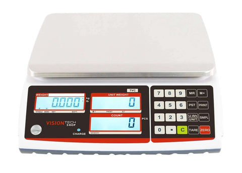 TVC-60 Built Tough Pro Grade Counting Scale For Parts And Coins With Switchable Lb/Kg, 60lb Capacity, 0.002lb Readability, Three Backlit Displays