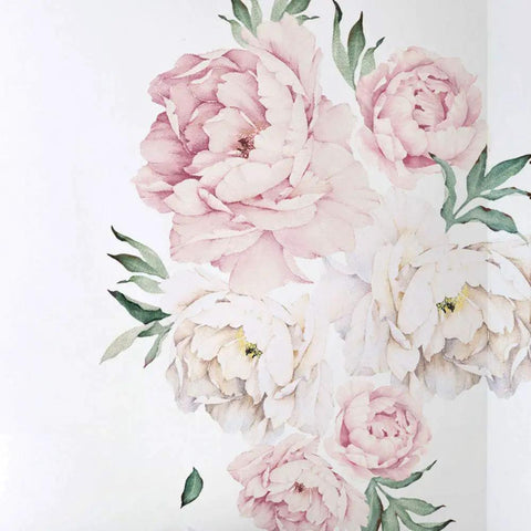 Peony Flowers Wall Sticker In Vintage Pink For Modern Homes Dope Removable And Reusable Floral Wall Art You Can Reposition Made In The USA