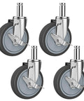 4-Inch Caster Replacement Wheels Set Of 4 For Wire Shelving Racks And Scaffolding With Brake Heavy Duty Compatibility For Metro Quantum And Uline Shelves