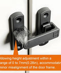 Adjustable Flip Gate Latch Lock For Sliding Barn Doors Heavy Duty Zinc Alloy Build, showing height adjustment mechanism for door frames.
