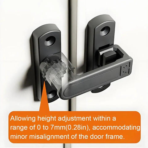 Adjustable Flip Gate Latch Lock For Sliding Barn Doors Heavy Duty Zinc Alloy Build, showing height adjustment mechanism for door frames.