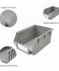 Mobile Double Sided Parts Bin Rack Handy Portable PP Plastic Organizer in gray showing double-sided access