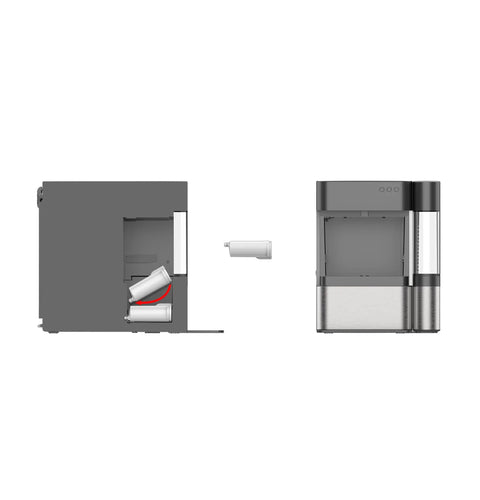 Opal Nugget Ice Maker Water Filter Replacement For Fresh Tasting Ice Easy Install demonstrated in open and closed views