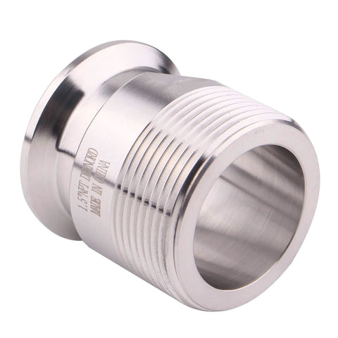 Side view of DERNORD 1.5in Tri-Clamp to MNPT stainless steel sanitary pipe adapter