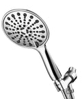 Handheld Shower Head With High Pressure And 6 Spray Settings, 6 Inch Chrome Face, Brass Swivel Ball Mount, Flexible Hose