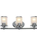 Essence 3 Light Bathroom Vanity Light Fixture In Chrome With Sand Clear Glass Shades Damp Location Rated Steel Construction